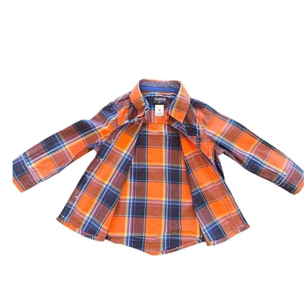 Oshkosh B'gosh boys 2T button long sleeve button‎ up plaid shirt